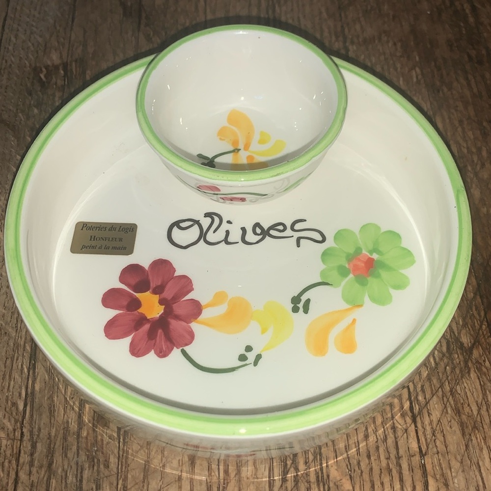 Italian Olive hand painted dipping bowl